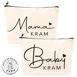 NewZC Pack of 2 Mommy Bag Cosmetic Bag, Gifts for Expectant Mothers, Baby Shower Gift, Mum Bag with Zip Gifts for Pregnant Women with Silver Funny Decision Coin, beige, murders