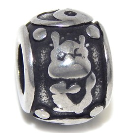 ICYROSE Stainless Steel Chinese Dragon Zodiac Sign Spacer Charm Bead for European Snake Chain Bracelets