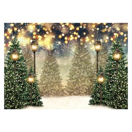 Allenjoy 7x5ft Winter Forest Landscape Photography Backdrop Glitter Spot Xmas Green Pine Trees Snowy Wonderland Background for Christmas New Year Party Decor Banner Portrait Photo Booth Props
