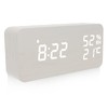 Digital Alarm Clock, Wooden Table Clock, LED Time Display, 3