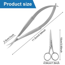 Cuticle Scissors,Nail Scissors Curved,Cuticle Scissors Professional,Extra Fine Curved Nail Scissors with 1Pcs Small Scissors Precise Pointed Tip Grooming Kit for Eyebrow Eyelash Finger Toe Nail Care