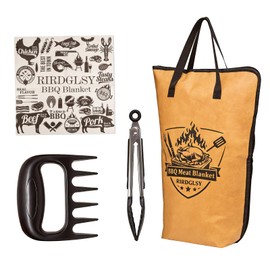 BBQ Blanket for Resting Meat, 21in BBQ Blanket Meat Resting Bag with Grips Grilling Tools Smoker Insulated Brisket Bag with Wide Mouth for Turkey, Pork Shoulder & Beef -Gifts for Men Dad (Yellow Set)