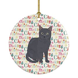 Caroline's Treasures Nebelung Cat Christmas Ceramic Ornament Christmas Tree Hanging Decorations for Home Christmas Holiday, Party, Gift, 3 in, Multicolor