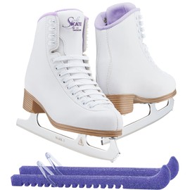 Jackson Classic JC380 Purple Lining Figure Ice Skates - Womens 4 - Bundle with Skate Guards