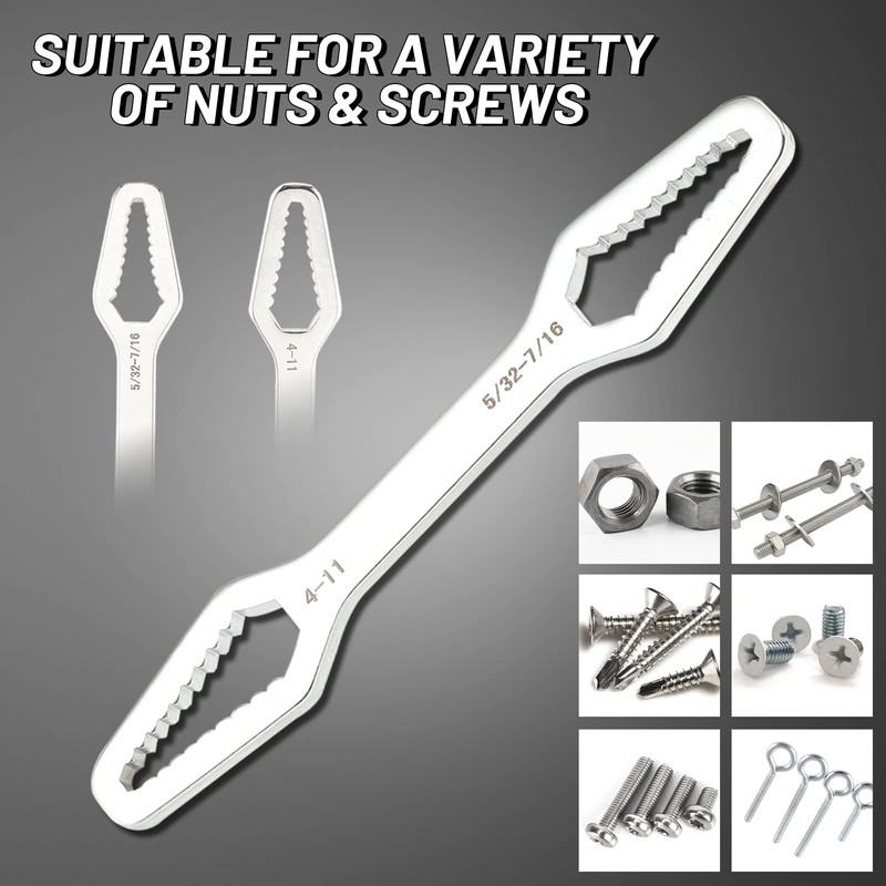 LEONTOOL Carbon Steel Universal Wrench, 4-11mm, Adjustable, Chrome Plated