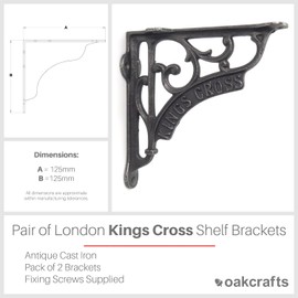 Pair of London Landmark Shelf Brackets Antique Cast Iron 125mm x 125mm / 5? x 5? (Kings Cross)