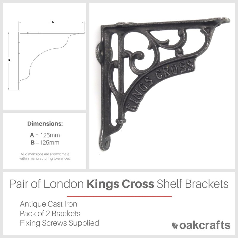 Pair of London Landmark Shelf Brackets Antique Cast Iron 125mm