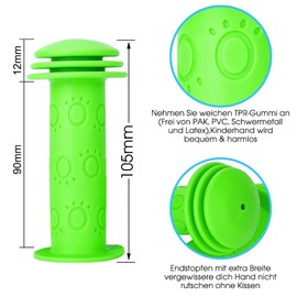 Children's Bicycle Grips - Handlebar Grips Bicycle Children 22 mm with Highest Safety Impact Protection Long 105 mm Children's Bicycle Grips for Scooter, Tricycle, Children's Balance Bike, Children's