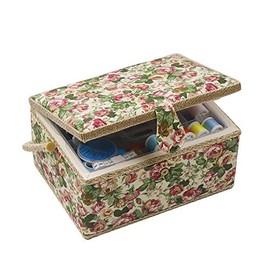D&D Sewing Basket with Sewing Kit, Sewing Box Organizer with Accessories, Sewing Supplies Storage with Sewing Tools Set (Green Flower, Large)