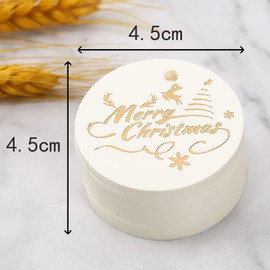 100pcs Christmas Craft Kraft Paper Gift Tags with String, 4.5cm Round Gift Bags Tags,Merry Christmas Tags for Holiday Presents Package(White)