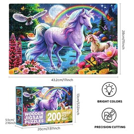 Unicorn Jigsaw Puzzle, 200 Pezzi Unicorn Jigsaw Puzzles, Girls Jigsaw Puzzles, Learning Educational Puzzle for Learning,Regalo Bambino
