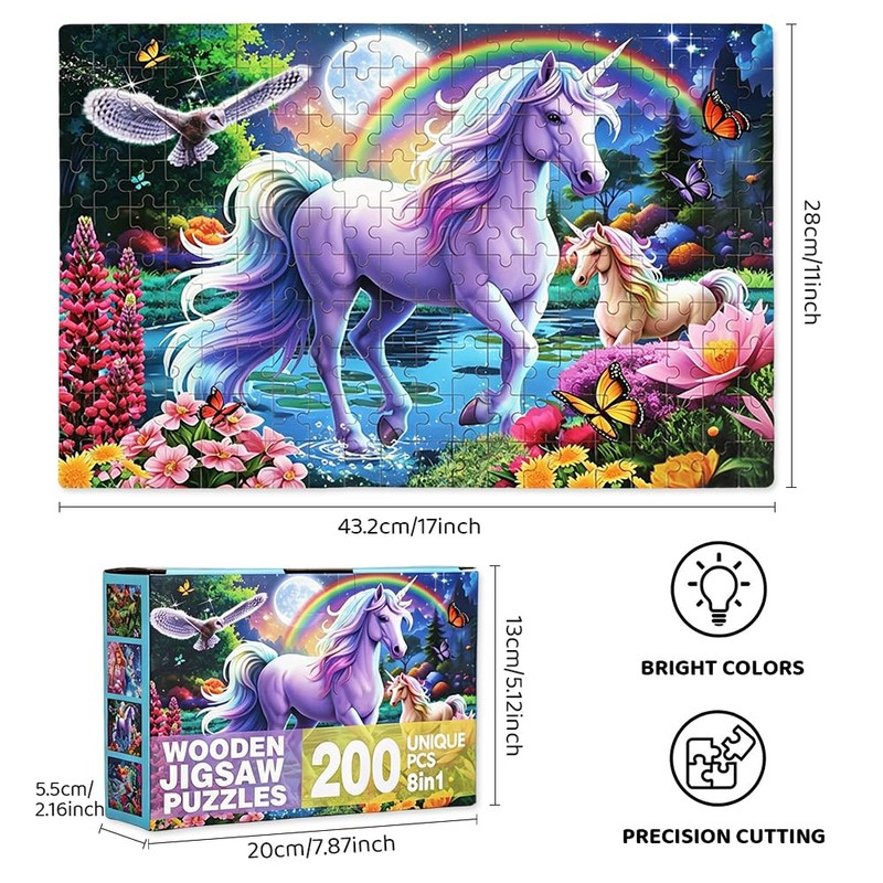 Unicorn Jigsaw Puzzle, 200 Pezzi Unicorn Jigsaw Puzzles, Girls Jigsaw
