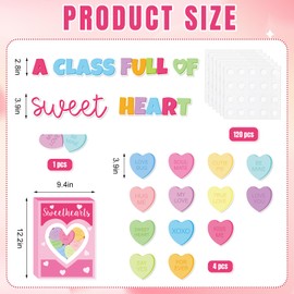 JarThenaAMCS Valentine's Day Classroom Door Decoration Candy Hearts Bulletin Board Set Conversation Heart Cutouts Door Sign for School Classroom Wall Door Welcome Decor