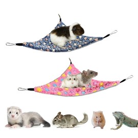 GOMIBABY Pack of 2 Hanging Corner Hammock with Hooks for Ferrets, Rats, Guinea Pigs, Chinchillas, Hamsters, Hedgehogs, and Other Small Animals.