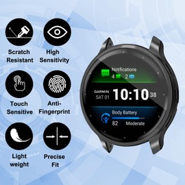 SeNool [2-Stück] Hülle für Garmin Venu 3S Schutzhülle Schutzfolie, Soft TPU Slim Plattierte Displayschutzfolie für Garmin Venu 3S Cover - Klar + Schwarz
