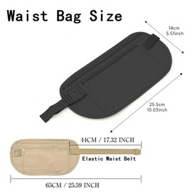 Money Belt Anti-theft Waist Pack Nylon Fanny Pack Hidden Under Clothes Passport Holder Travel Wallet with Adjustable Buckle for Travel, Running, Hiking, Cycling (Khaki)