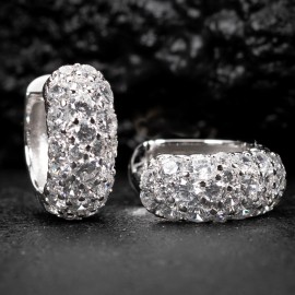 Tsv Jewelers White Gold Plated 925 Sterling Silver  Cz Honey Comb Flower Set Hoop Earrings