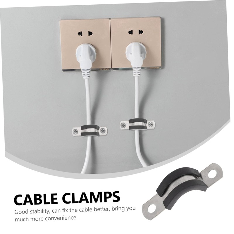 Operitacx 20 Pcs Stainless Steel Cable Strap Clamps with Rubber