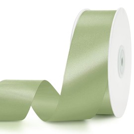 Sage Green Ribbon 1 1/2 Inch,50 Yards Sage Green Stain Ribbon Solid Fabric Ribbons for Gift Wrapping Crafts Floral Bouquets Wedding Party Decoration