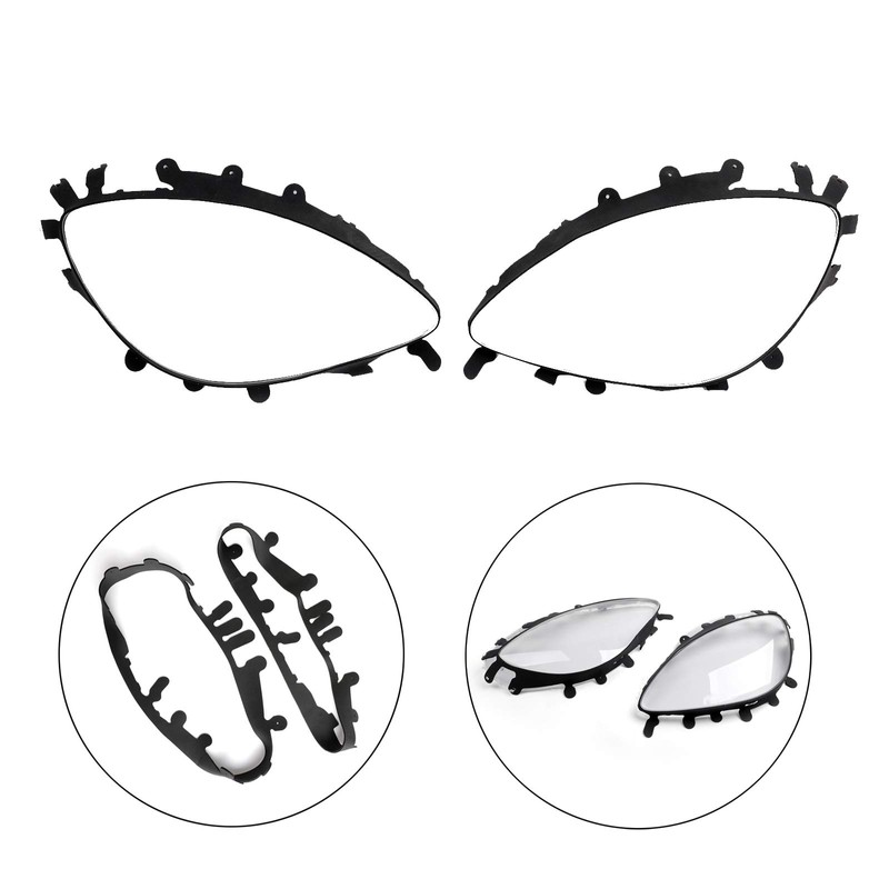 Areyourshop Headlight Lens Replacement Black Trim Gaskets for 2005-2013 C6