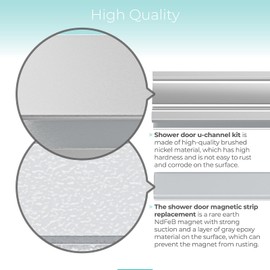 Shuisen Glass Shower Door Magnet, Shower Door Magnetic Latch with Metal Strike Fits for Glass Shower Door Thickness 1/8", 5/32", 3/16" and 1/4", Shower Door Magnet Replacement