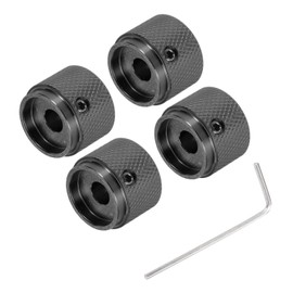 MECCANIXITY 4PCS Guitar Knobs Metal, Volume Tone Control Dome Knobs 1/4" x 7/8" x 0.6" Potentiometer Knobs with Wrench for Electric Guitar Bass, Black