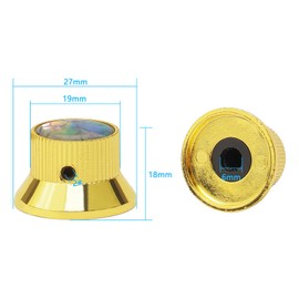 Unxuey 3PCS Inlaid Shell Top Gold Guitar Bass Knobs Metal Volume Tone Knobs for 6mm Shaft Pots