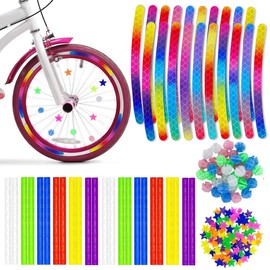 NHPY Pack of 116 Bicycle Spoke Reflectors, 360° Visibility Reflectors Bicycle, Set Reflector Sticker Bicycle and Reflective Star Decoration for Girls and Boys Bicycle Spoke Decoration, a