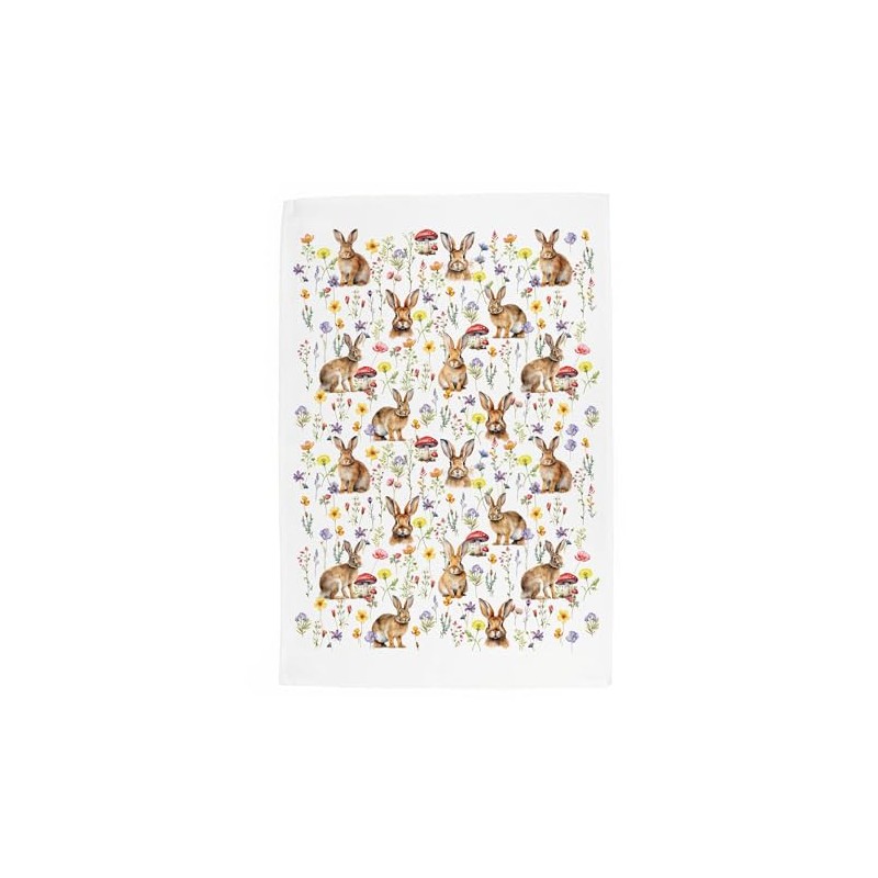 Purely Home Bunny Rabbits Tea Towel - Wild Meadow Animal