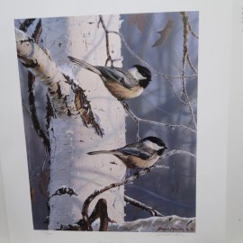 Bruce Miller Chickadees at Dawn Unframed Chickadee Print S/N 222/1160