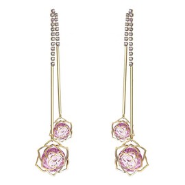 Rockyu Earrings, Women's, Popular, Swaying, Zirconia, 925 Silver, Diamond Earrings, Sparkle, Cute, Flower, Stand Earrings, Small Face Effect, Birthday Gift, Popular Gift, Sterling Silver, Cubic