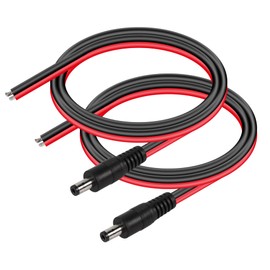 CERRXIAN DC5521 Power Pigtails Cable, 1.6 ft 14AWG 5.5 mm x 2.1 mm DC Male Bare Wire Open End Power Wire, DC Supply Repair Cable for CCTV Security Camera LED Strip Light Etc-2 Pcs (1.6 ft 5521 Male)