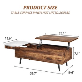 GAOMON Coffee Tables for Living Room, Wood Lift Top Coffee Table with Hidden Compartment and Adjustable Storage Shelf, Coffee Table with Lifting Top for Home Living Room, Office
