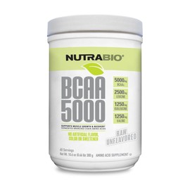 NutraBio BCAA 5000 Powder - Fermented Branched Chain Amino Acids for Muscle Growth & Recovery - Natural Flavors, Sweeteners, and Coloring, Vegan, Gluten Free - Unflavored, 60 Servings
