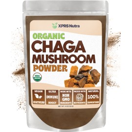 XPRS Nutra Organic Chaga Mushroom Powder - Premium USDA Organic Chaga Mushrooms Powder - Chaga Powder for Immunity - Vegan Friendly Superfood for Chaga Tea and Beverages (4 Ounce)
