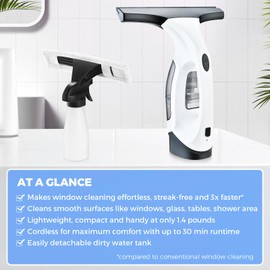 Cordless Window Vacuum Cleaner, Window Cleaner Squeegee Tool Set, Electric Windown Spray Cleaning Tool with 10 inch Squeegee Blade for Showers,Mirrors,Glass,Countertops,and Tiles, 2200mAh