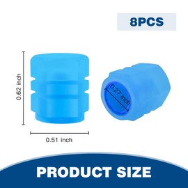Zikefest 8PCS Car Tire Valve Stem Caps, Luminous Tire Air Caps, Fluorescent Glow in The Dark Night, Anti-Leakage Rubber Wheel Valve Cover, Universal for Cars, Trucks, Bikes (Blue)