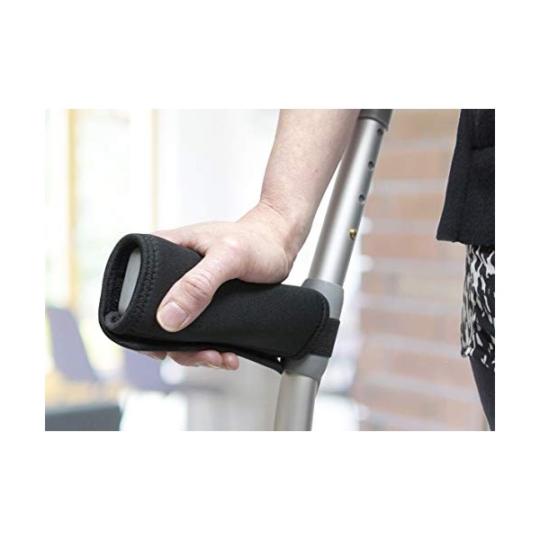HomemateÂ® Crutch Grip (2 Pack) - Crutch Handle Support Padded Walker Hand Grips, Soft Comfortable Cushion Rollator Handle Covers, Wheelchair, Non-Slip Breathable Mobility Accessory - Black