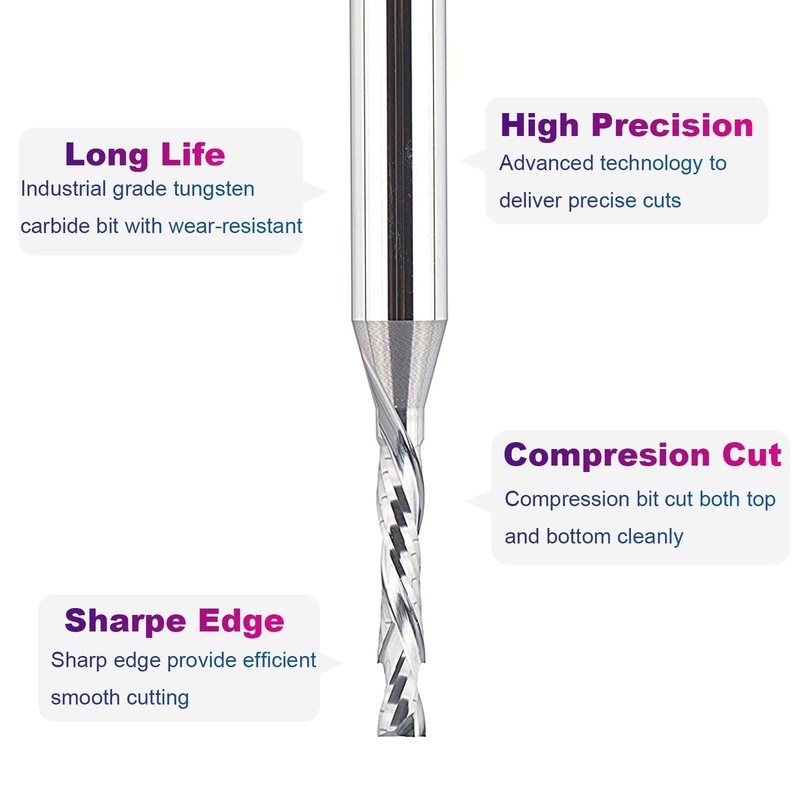 SpeTool 1/4 Inch Shank Up & Down Cut Spiral Router