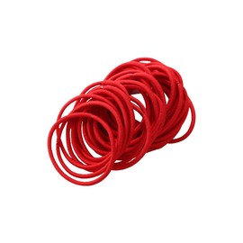 ISABELLA MOON 50Pcs Girls Women 2.5mm Thin School Uniform Endless Hair Elastics Bobbles Hair Ties Bands Ponios Ponytail Holders (Red)