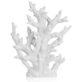 TkoYuHm Artificial Coastal Dorm Fish Aquarium Coral Ornament Decor Realistic Aquatic Plant Marine Themed Gifts for Beach Coastal, Living Room, Bathroom- White
