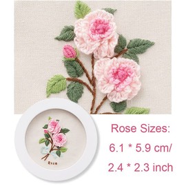 zalati Embroidery Kit Cross Stitch Set with Fabric, Hoop, Threads, Needles, English Manual for Beginners - Rose