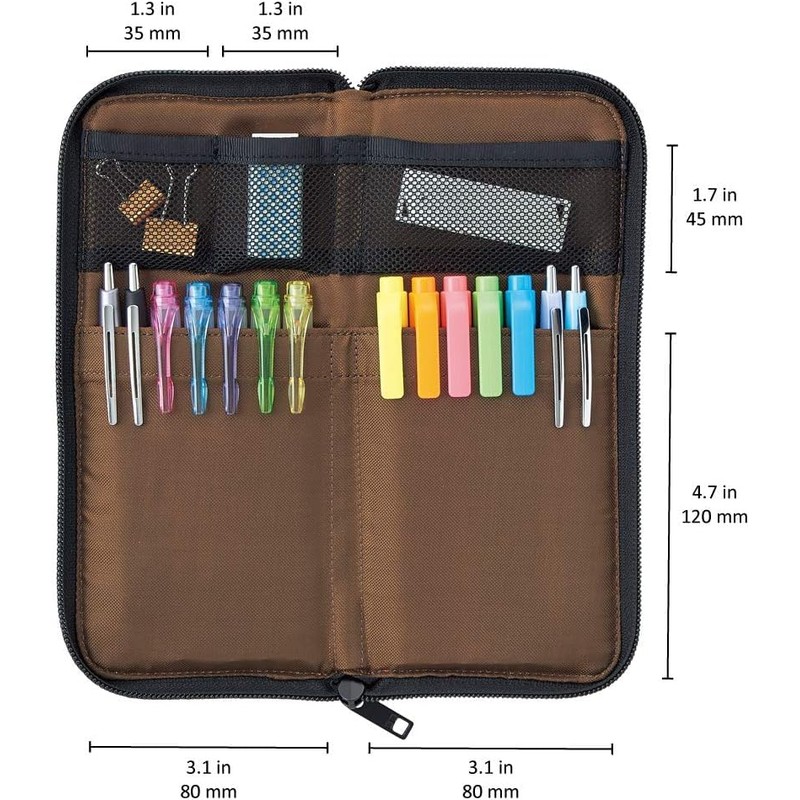 Lihit Lab A7652-24 Flat Pen Case, Black