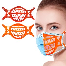 3D Silicone Mask Bracket Breathe Cup for Mask Brace Cool Mask Inserts for Breathing Room Silicone Mask Insert Mask Holder Mask Rope is Fixed to Prevent Falling Off (Red Orange)