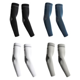 4 Pairs Arm Sleeves for Men Women, Volleyball Arm Sleeves Compression Sleeves for Women, UV Sun Protection Arm Sleeves Elbow Compression Sleeve Basketball Arm Sleeve Baseball Arm Sleeve, Black, One