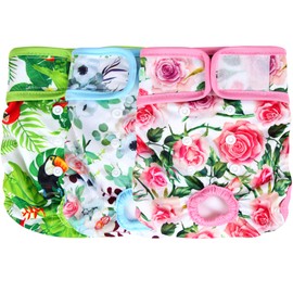 wegreeco Luxury Washable Reusable Dog Diapers (Stylish Pattern) - Female Dog Diapers, Doggie Diapers, 3 Pack (Floral, Small)
