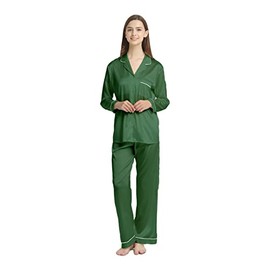Jasmine Silk Ladies' Pure Silk Pyjamas Set Emerald Green for Women (M(12-14))