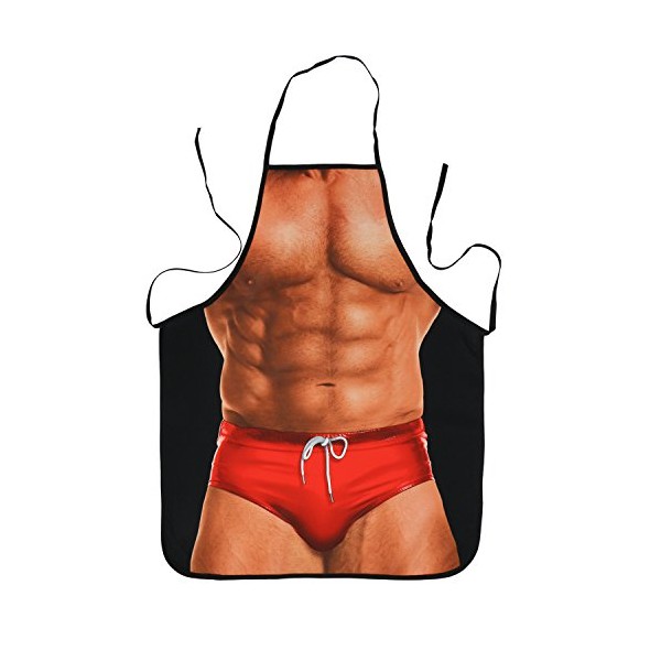 Landisun Apron Kitchen Chef Cooking Gag Gift 1 Piece of Creative Funny Grilling Baking (Macho Muscle Man)
