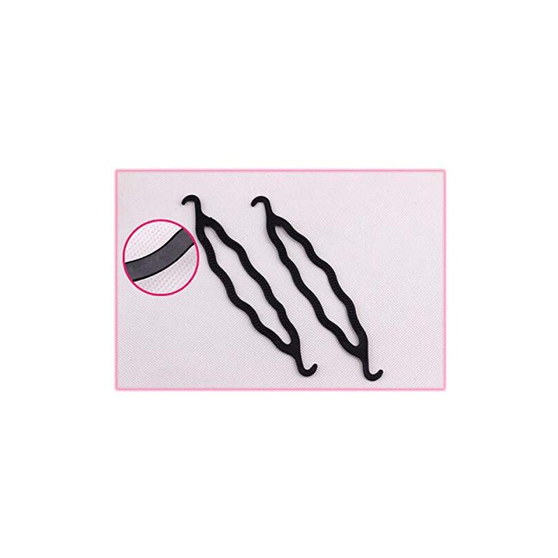 6 Black Plastic Double Hook Hair Clips Curlers Hair Bun