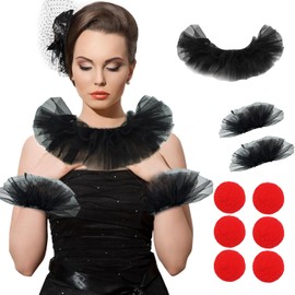 Clown Collar Renaissance Ruffle Collar with Cuffs Accessory Set Elizabethan Collar Victorian Neck Costume Cosplay Props